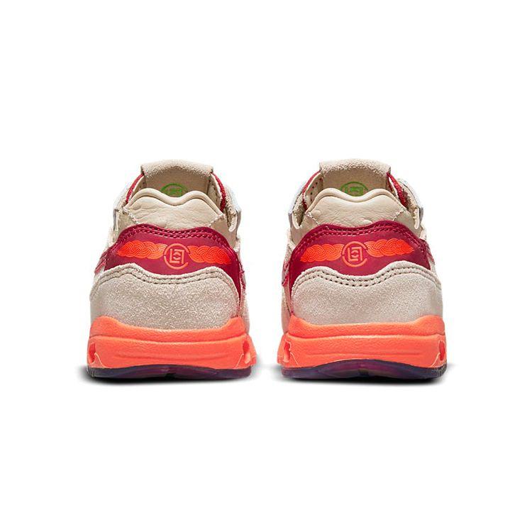 CLOT x Nike Air Max 1 TD Kiss of Death 2021 Zapatillas de Bebé Marrón Claro Malla Rojo Oscuro DH2492-100