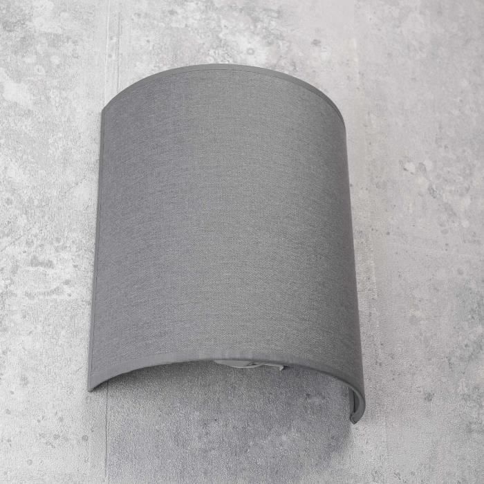 Applique murale - alice - moderne - abat-jour en tissu gris - culot e27 - 60w max