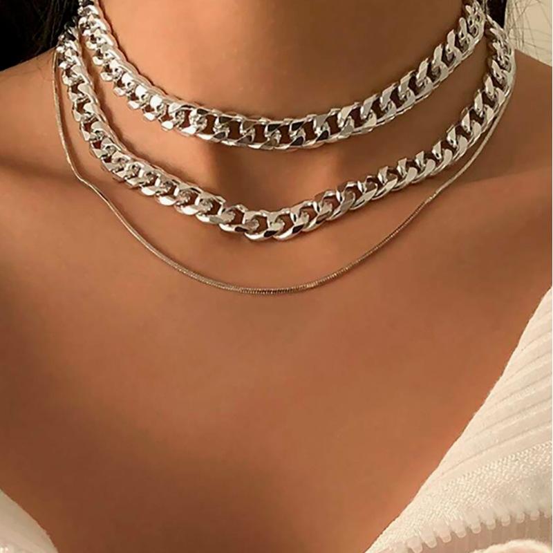 Simple Jewelry Flat Snake Chain Necklace - Stainless Steel Rope Layering Design Fashionable Accessory for Women Gift