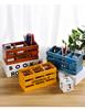 Old Solid Wood Desktop Storage Wooden Box Creative Home Office Three Grid Pen Insert
