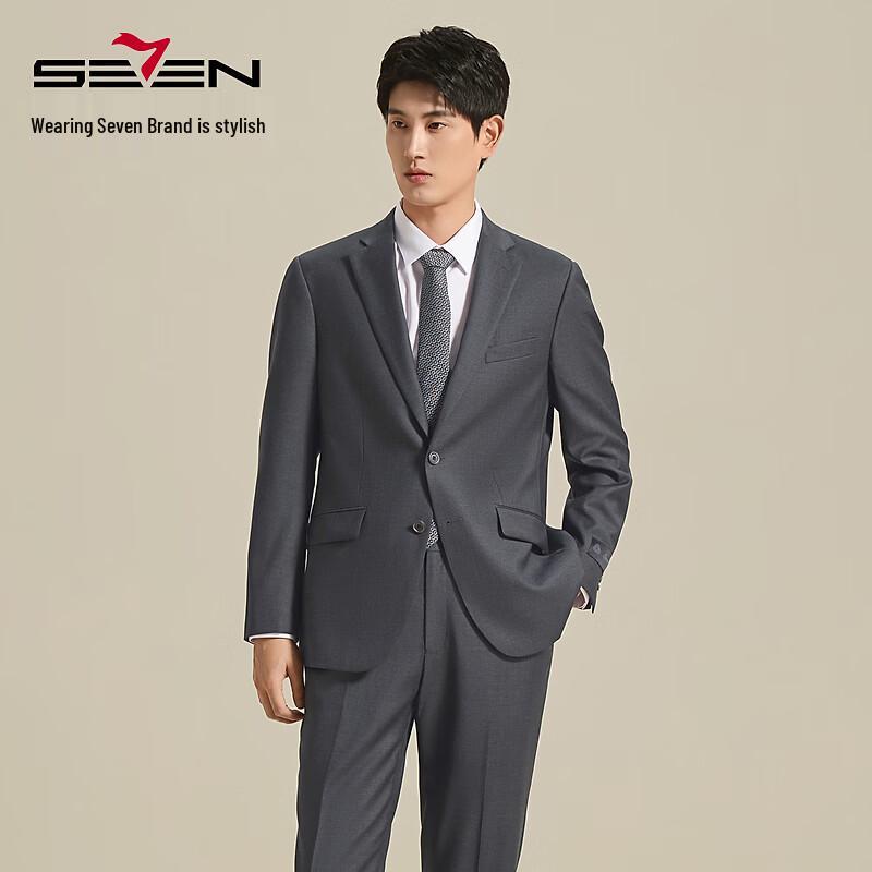 SEVEN Men's Pure Wool Formal Suit