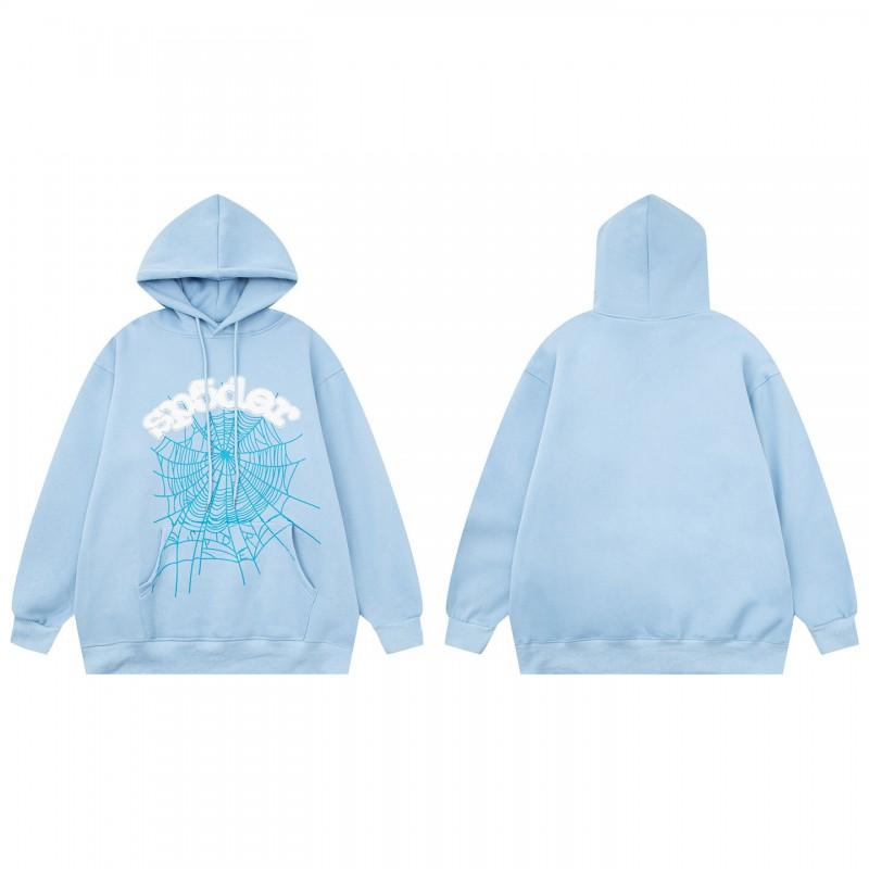 Sp5der Spider Web Foam Print Fleece Hoodie Loose Fit Hip Hop Sweatshirt Men Women