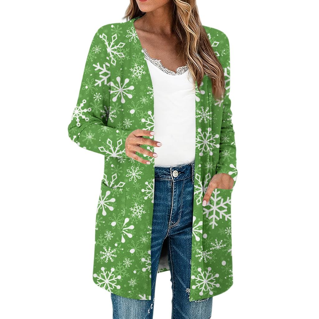 Women's Lightweight Long Sleeve Open Front Cardigans Long Sleeve Lightweight Vintage Printed Coat With Pockets