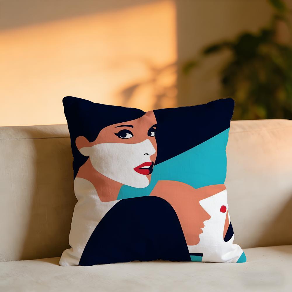 Stile Pop Ragazza Moderna Creatività Moda Copricuscino Velluto Accogliente Cuscino da Lancio Morbido Caldo per Divano Letto