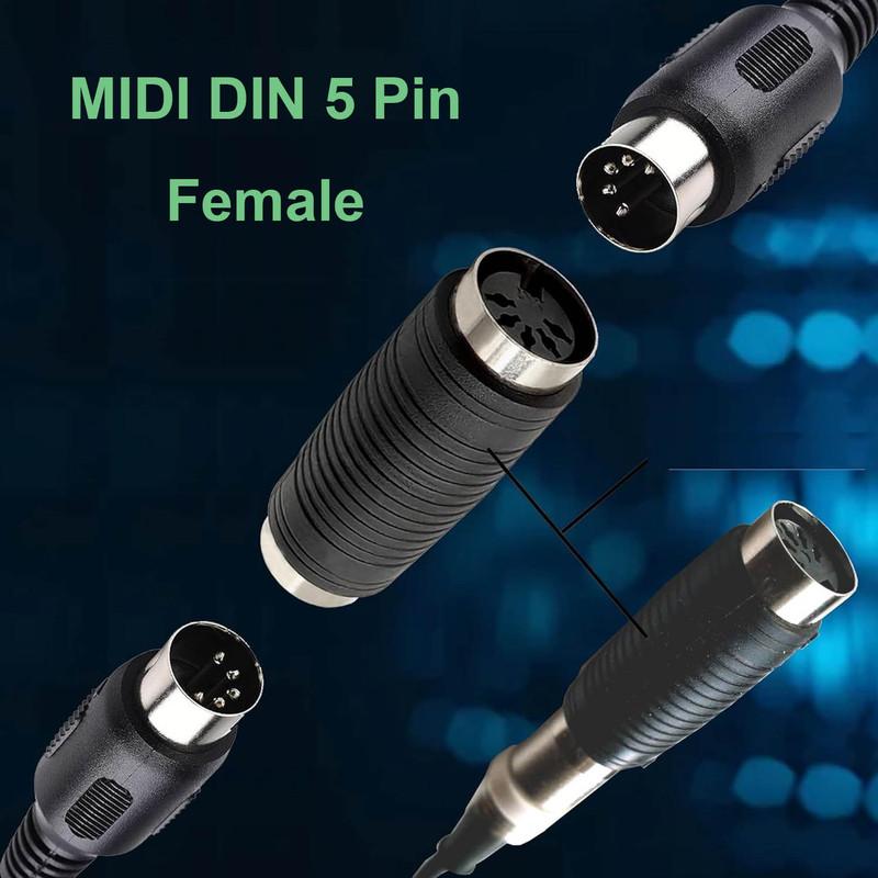 2pcs 5 Pin DIN MIDI Female to Female Audio Type Recorder Amplifier Extension Adapter Gender Changer for Live Performance Studio