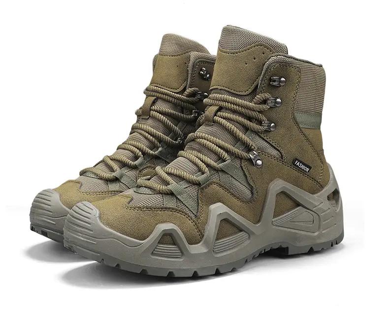 Men Tactical Boots Waterproof Combat Training Shoes with Straps Outdoor Hiking Breathable Multifunctional Winter Footwear