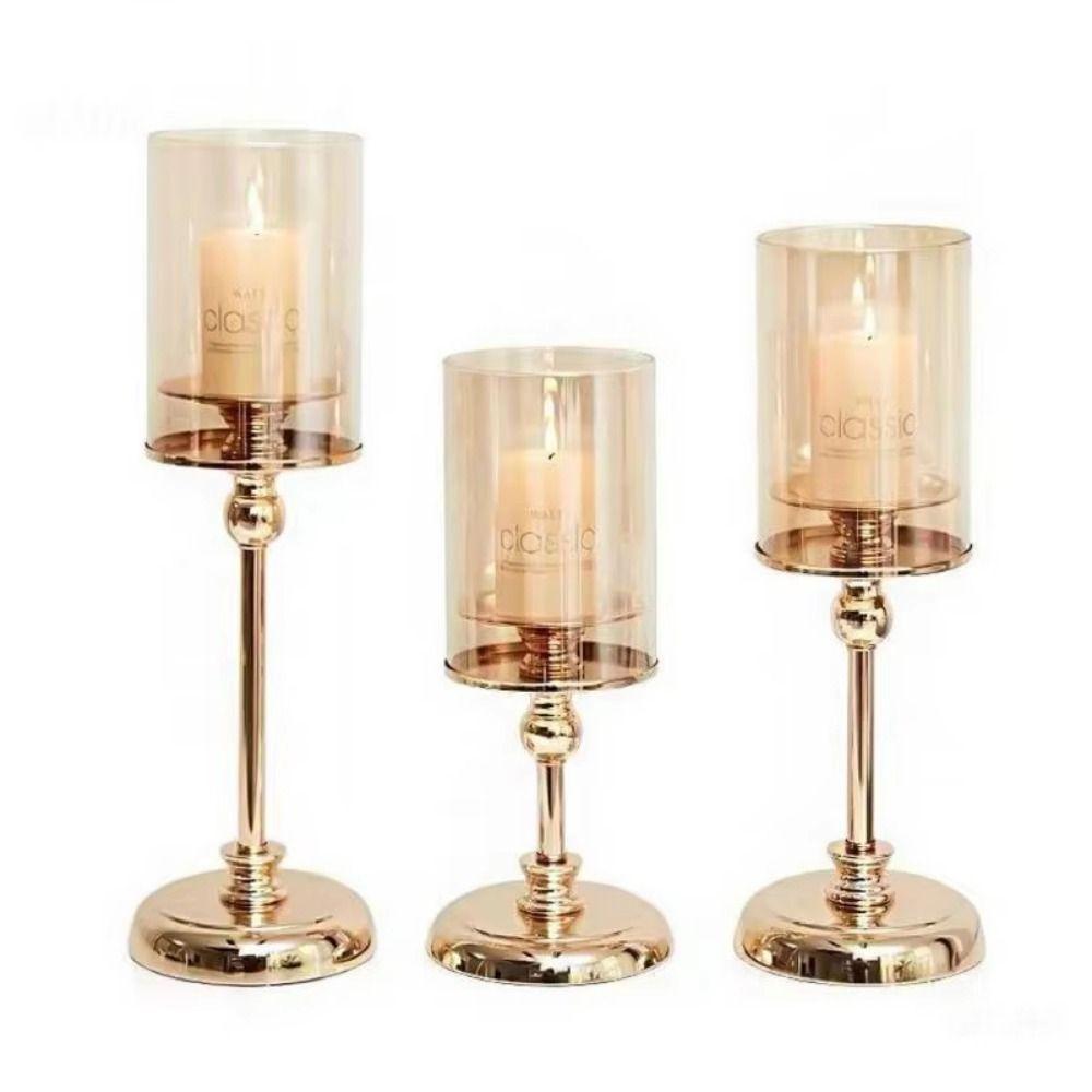Luxury Metal Glass Candle Holders Detachable Romantic Candle Cup Nordic Glass Candle Stand  Wedding