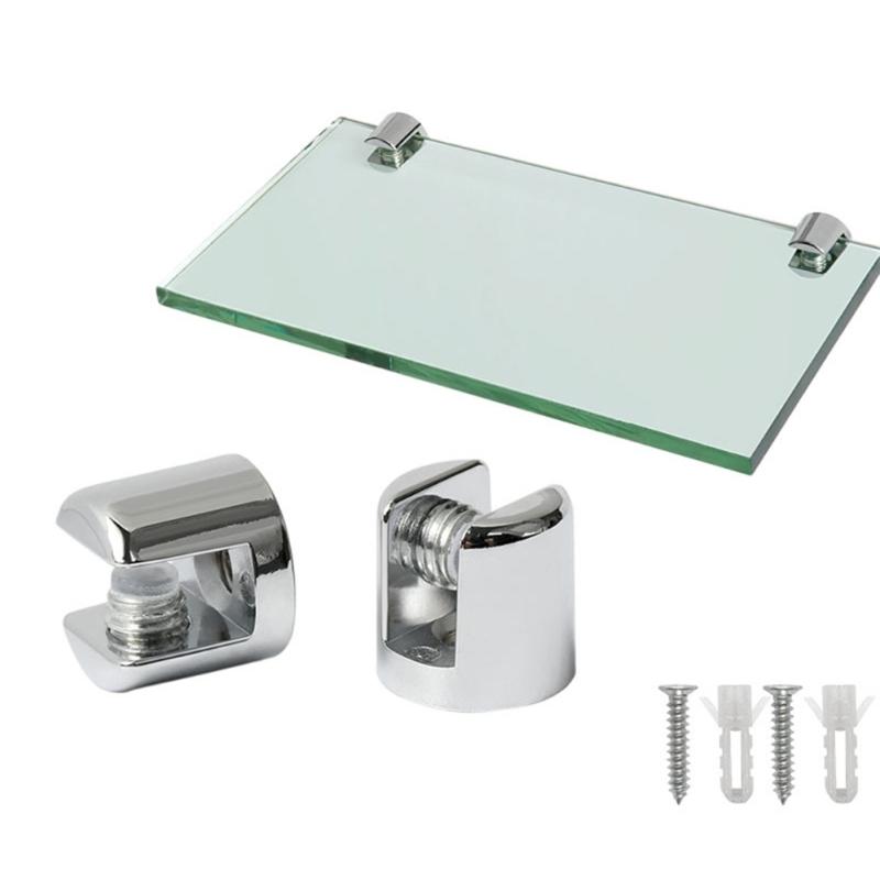 10Pcs Adjustable Zinc Alloy Glass Clip Cabinet Shelf Support Plates Bathroom Glass Holders for Fixing Bathroom Glass