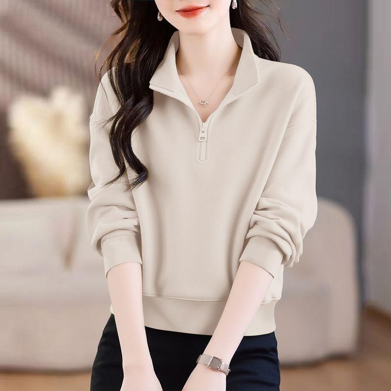 

Brand Discount Genuine Apricot-Colored Stand-Collar Sweatshirt for Women, Autumn 2026 New Popular Fashion Stylish Top Long-Sleeve Jacket Apricot [Solid Color] M