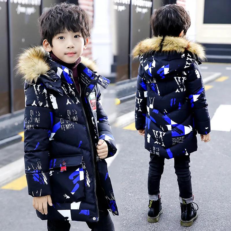

Зимняя одежда для мальчиков и детей. Одежда из хлопка. Теплые парки средней длины. Куртки. Толстые куртки. 140 синий