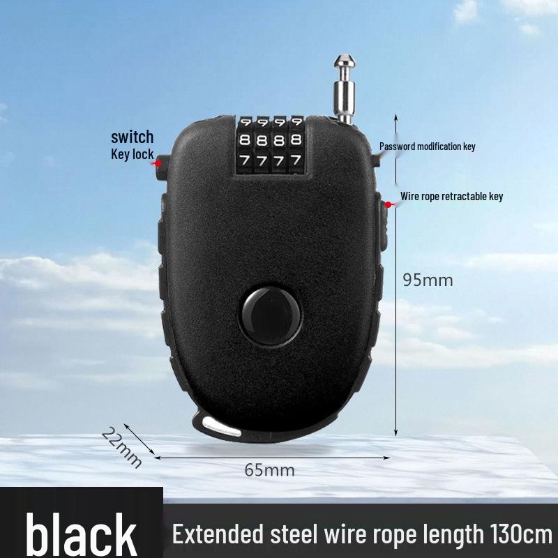 

Portable Retractable Steel Cable Lock for Helmets, Strollers, and Bicycles
