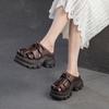 Fashion GKTINOO Retro Height Increasing Genuine Leather Slippers 2025 Summer New Hollow-out Lightweight Women's Platform Shoes