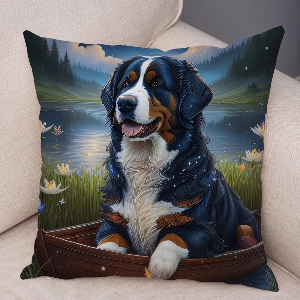 Moon Boat Butterfly Dog Corgi Cushion Cover Double Print Decor Pet Animal Pillowcase Soft Plush Pillow Case for Car Sofa Home