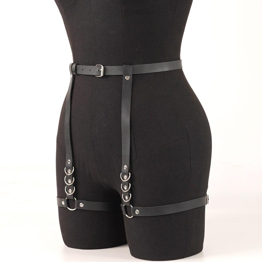 Women Sexy Garter Belt Leather Lingerie Leg Harness Thigh Garter Bondage Lingerie Gothic Fetish Clothing Festival Rave Outfit