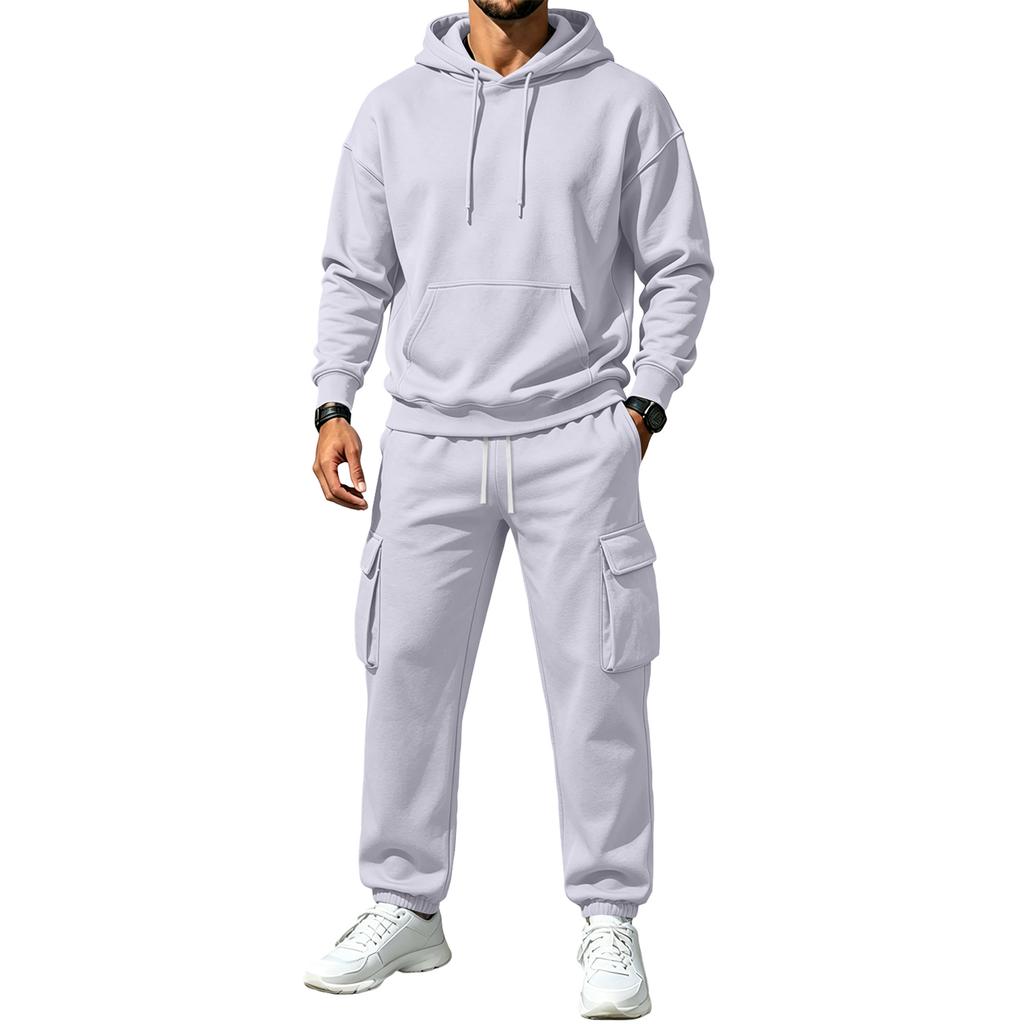 Winter Hooded Sweatshirt and Sweatpants Set for Men Women Casual Matching Outfit