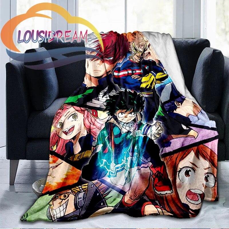 My Hero Academia Nadýchaná vlněná deka Flanel Hřejivost Měkká plyšová pohovka Throw čtvercová deka Tourist