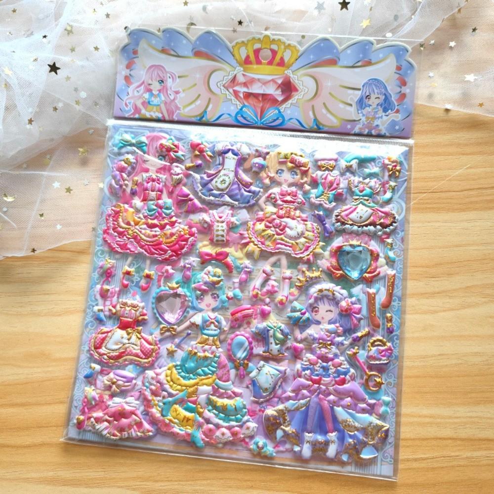 1/4PCS Girls Princess Dress-Up EVA Stickers Reusable 3D Textured Removable Bubble Foam Stickers for Kids DIY Craft