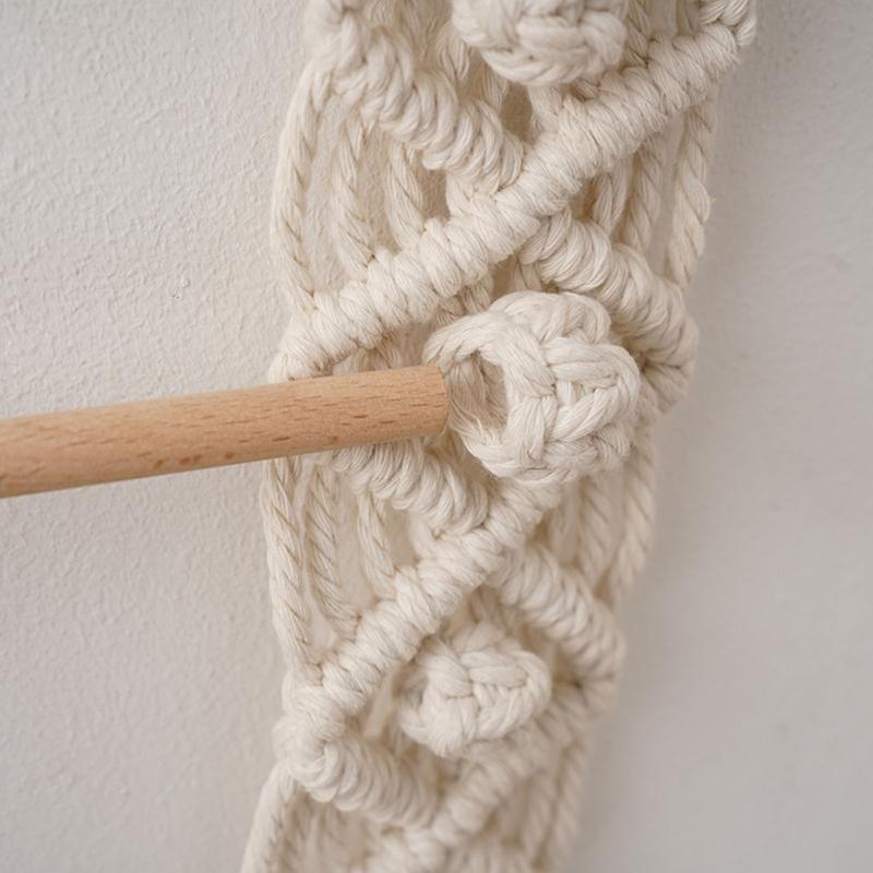 Hand Woven Tapestry Storage Holder Wood Cotton Rope Bowknot Hairpins Headband