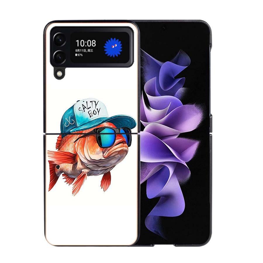 Enjoy a Day of Fishing Pleasure Phone Case For Samsung Z Flip 7 6 5G Galaxy Z Flip4 Z Flip5 Z Flip3 Coque Black Hard PC Shell Pr