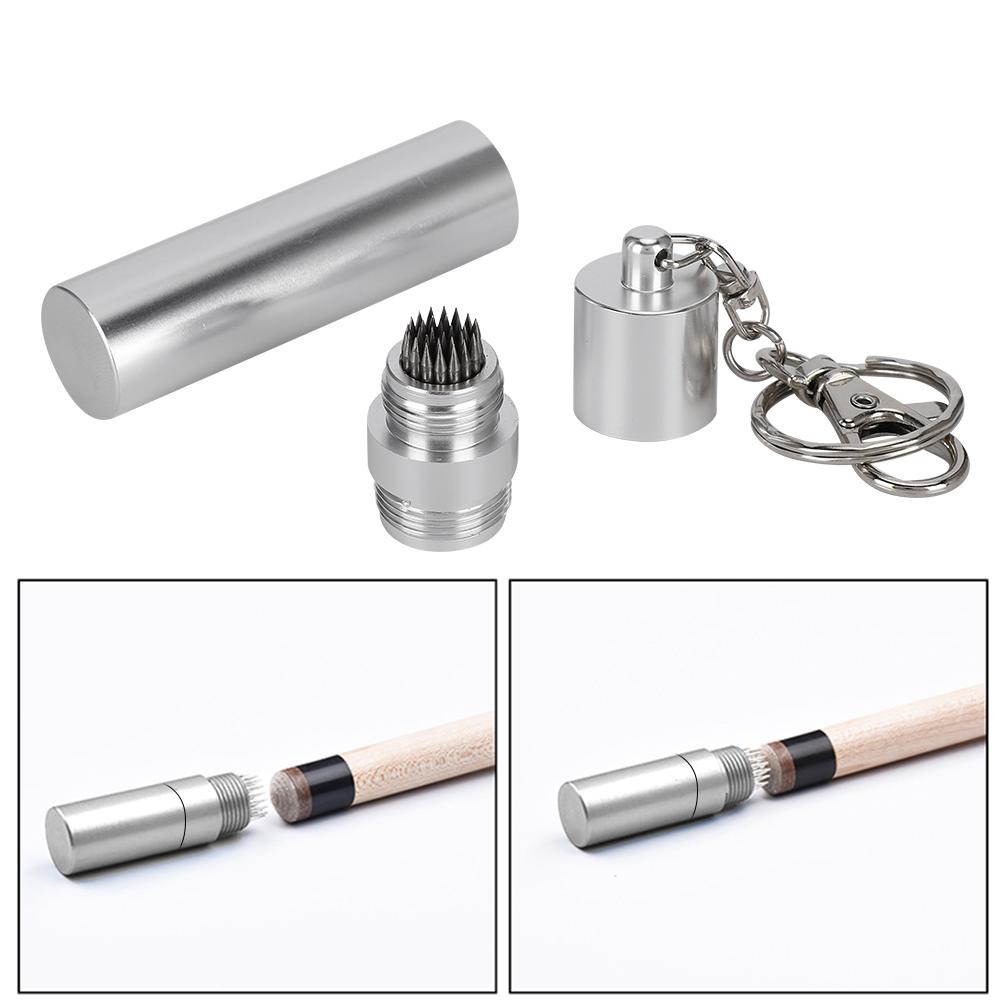 Portable Snooker Pool Cue Stick Pick Tip Shaper with Chain Metal Repair Tool AccessoriesSilver