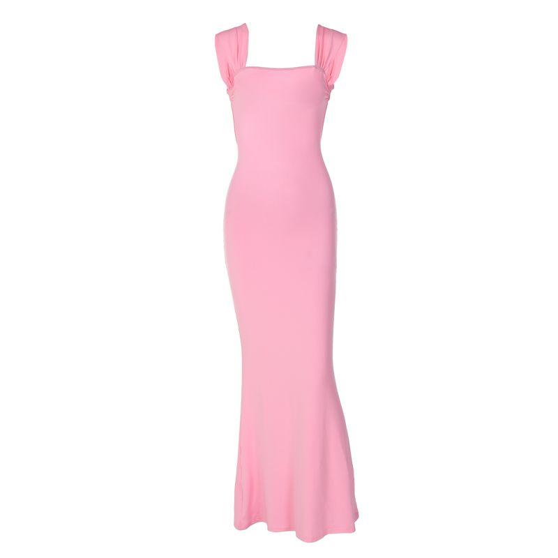 

Sexy Hollow-out Backless Rope Silm Sling Dress Pink S