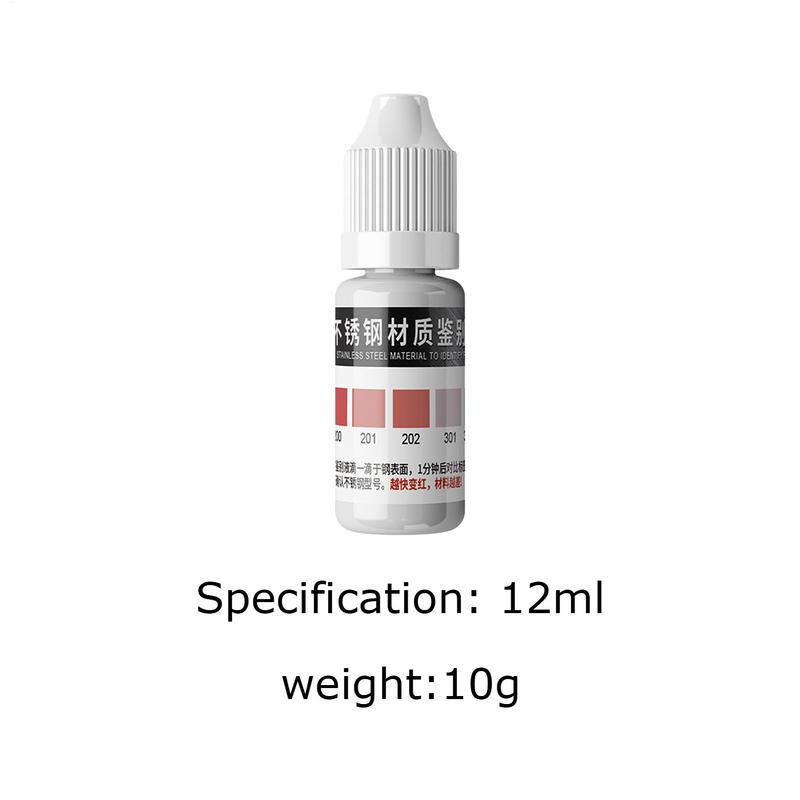 Reagente per Test Rapido da 12 ml Acciaio Inossidabile 304/316 Liquido di Rilevamento Reagente di Test per Acciaio Inossidabile 200 201 202 301 304 316