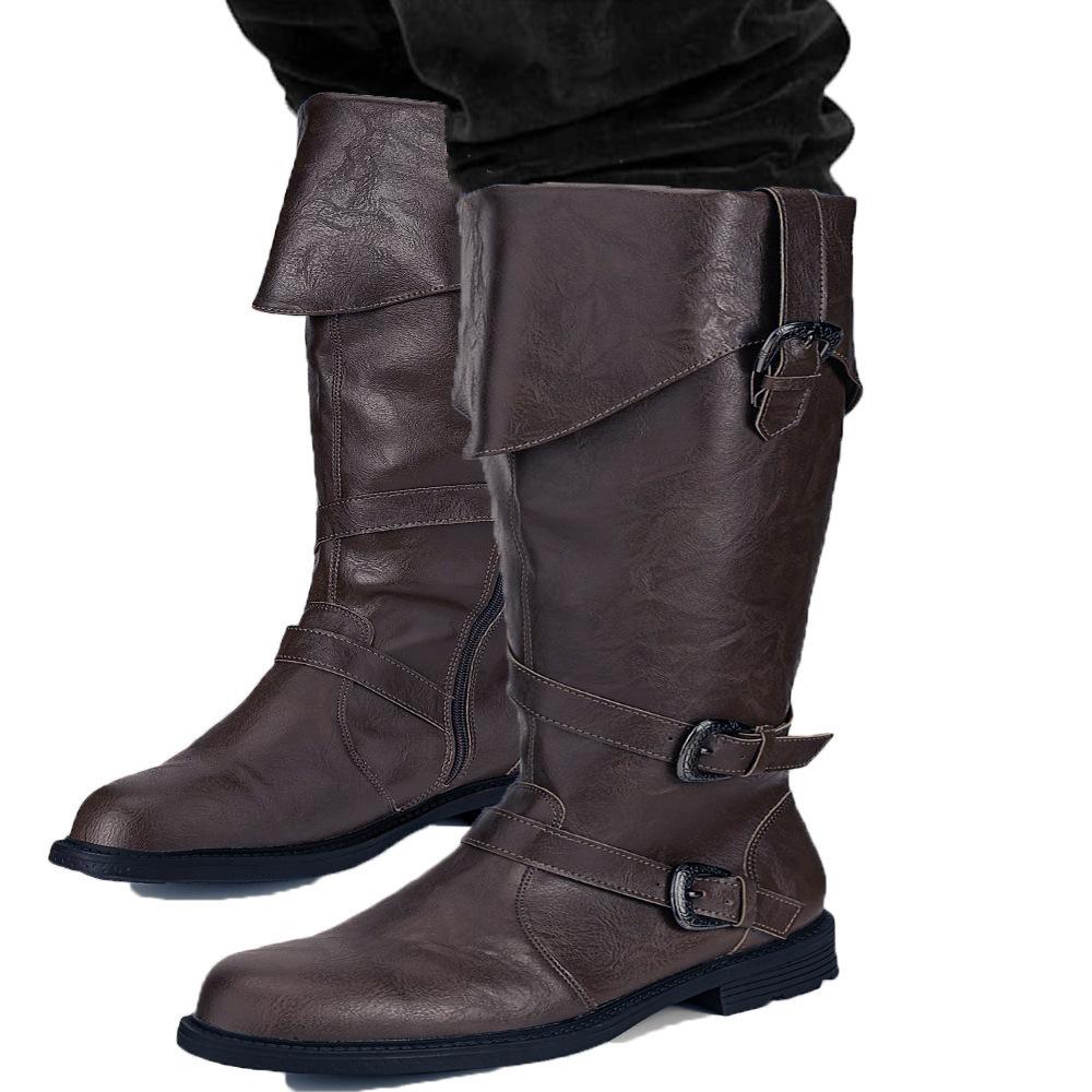 

Новые европейские и американские ретро средневековые ренессансные мужские ботинки больших размеров на Хэллоуин 43 темно-коричневого