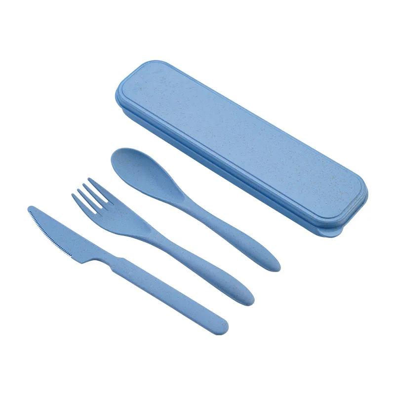 Creative portable cutlery box knife, fork and spoon set plastic student canteen travel portable three-piece set