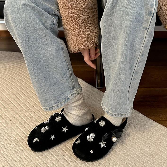 Fashion fragrant black retro bag head thick-soled slippers for women to wear autumn and winter popular Birkenstock half slippers