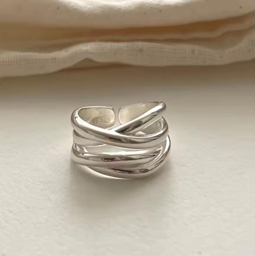 PANJBJ 925 Sterling Silver Geometric Black Stone Rings for Women Girl Korean Simple Adjustable Couple Jewelry Dropshipping
