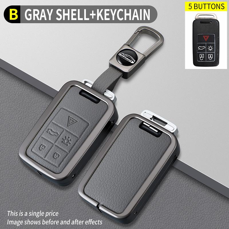 5/6 Buttons Zinc Alloy Leather Car Key Case Cover for Volvo XC60 V60 S60 S80 XC70 V40 Protect Holder Shell Keychain Accessories