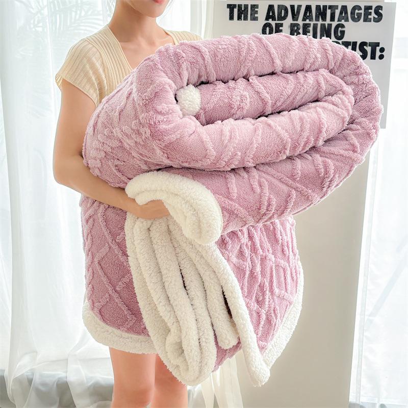 Doppelseitige Taftdecke, Warme Verdickte Fleece-Einfarbig-Decke Weiche Warme Überwurfdecke Nickerchen-Decke für Couch Sofa Büro Bett Camping Reisen
