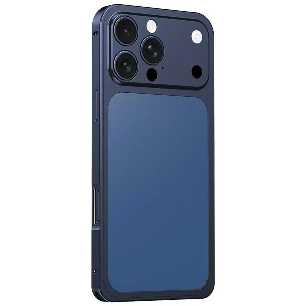 For iPhone 16 Pro Max Case Transform to 17 Pro Max Locking Buckle Metal Frame Alloy Back Phone Cover