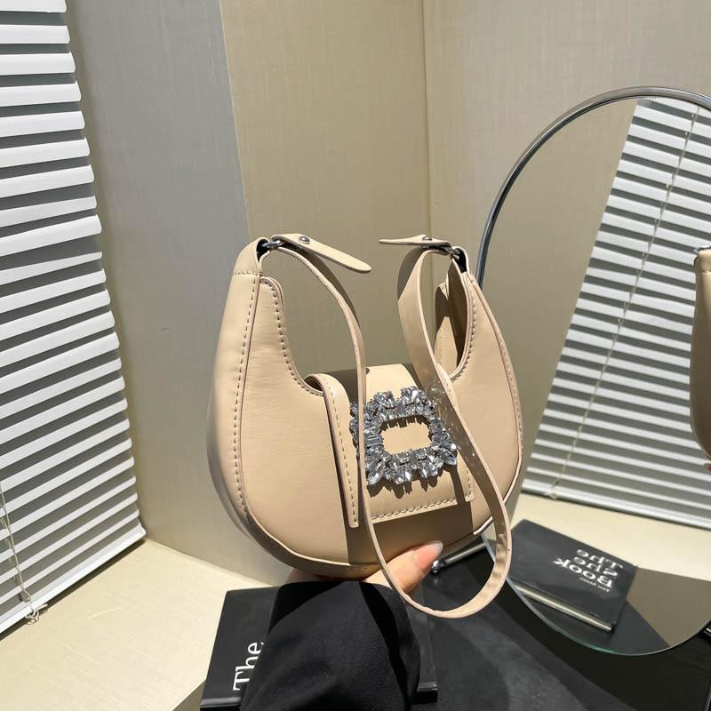 

Французская женская сумка-подмышка, инкрустированная бриллиантами, новая популярная модная сумка на плечо со стразами, трендовая нишевая темпераментная сумка-полумесяц хаки