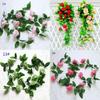 2.4m Long Silk Rose Fake Flower Ivy Vine Leaf Garland For Elegant Home Decor