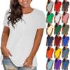Damen Unifarbener Lässiger Kurzarm Pullover mit Rundhalsausschnitt T-Shirt