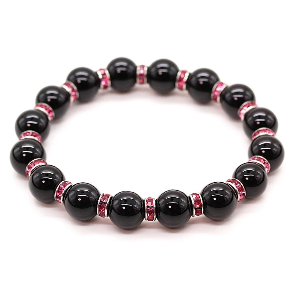 [Ishiki] Natürlicher Stein Amulett Paar Armband - Roter Tigerauge & Rosa Tigerauge - Set von 2 - Glück, Berufserfolg, Kraftstein [b178]