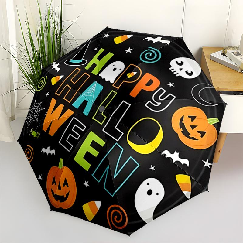 1pc Creative Happy Halloween Durable Cartoon Folding Umbrella, Portable Compact Umbrella for Men and Women A032