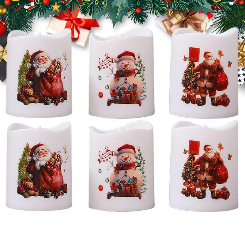 Christmas LED Candles Battery Operated Santa Claus Candles 6X Christmas Candles Desktop Ornaments for Holiday Home Decor