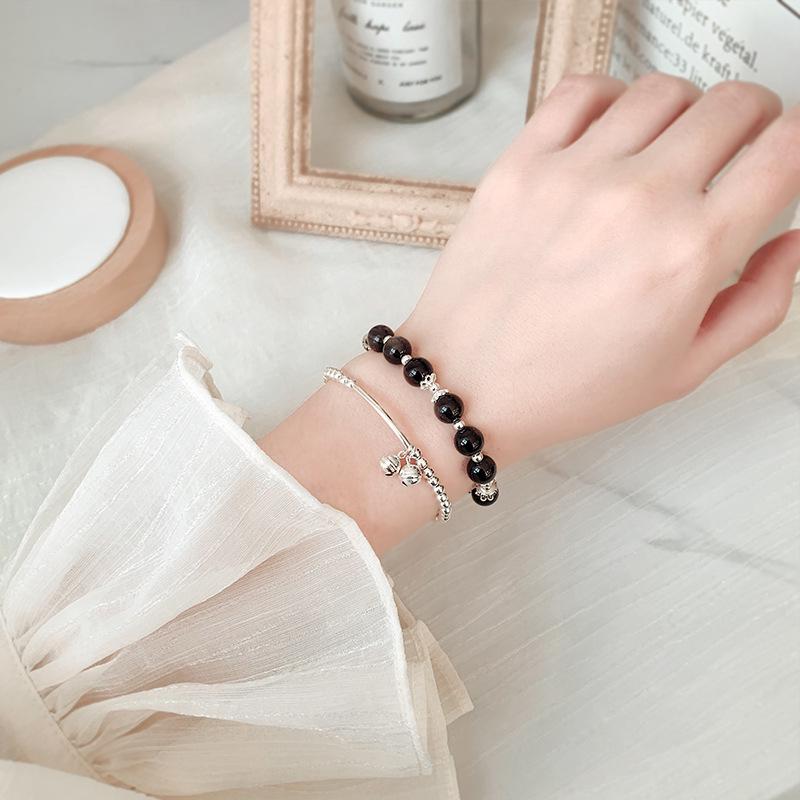 925 Silver-Plated Niche Design Women's Bracelet - Cute, Simple Beaded Jewelry for Girls and Students