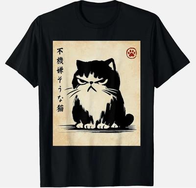 Kawaii Katze Anime Japanische Neuheit Lustiges Katzen-T-Shirt