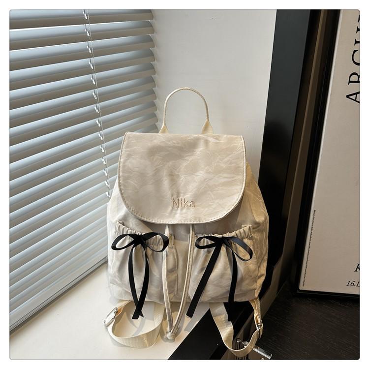 

Nylon Canvas Bowknot Backpack - Women s Stylish Large-Capacity Travel Bag