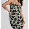 Foreign Trade Order Cross-Border Sling Sexy Pure Desire French Style Exquisite Printed Lace Slim Fit Sheath Flattering Figure Dress Women