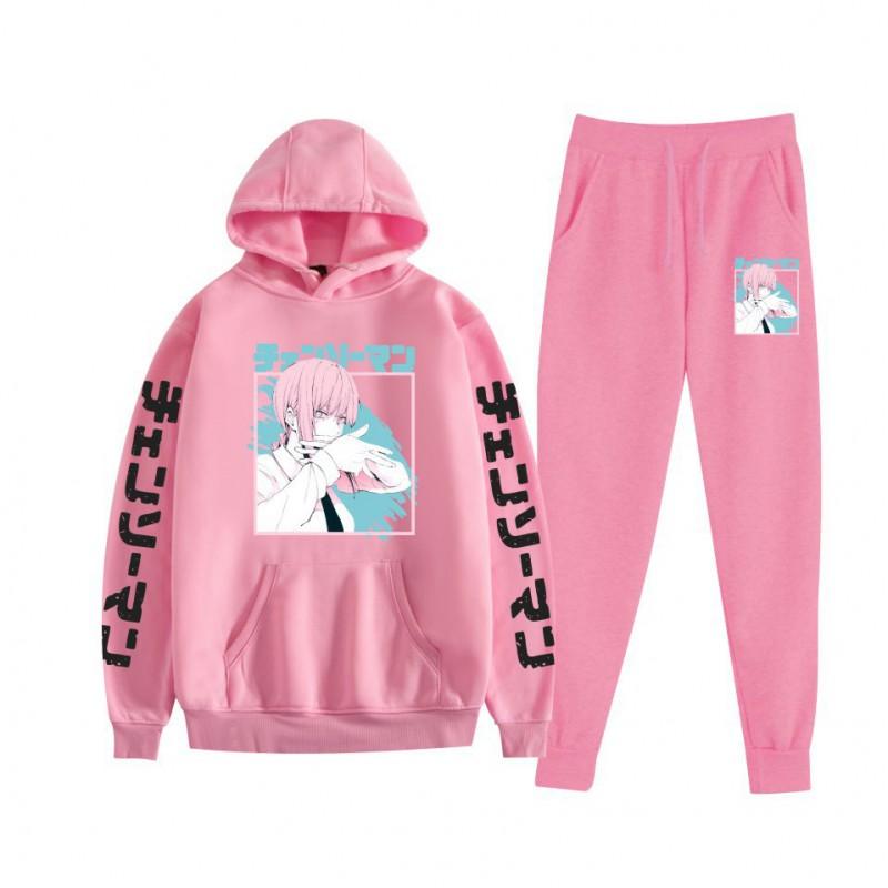 Chainsaw Man Couples Hoodie Sweatpants Set Long Sleeve Casual Outfit Men Women