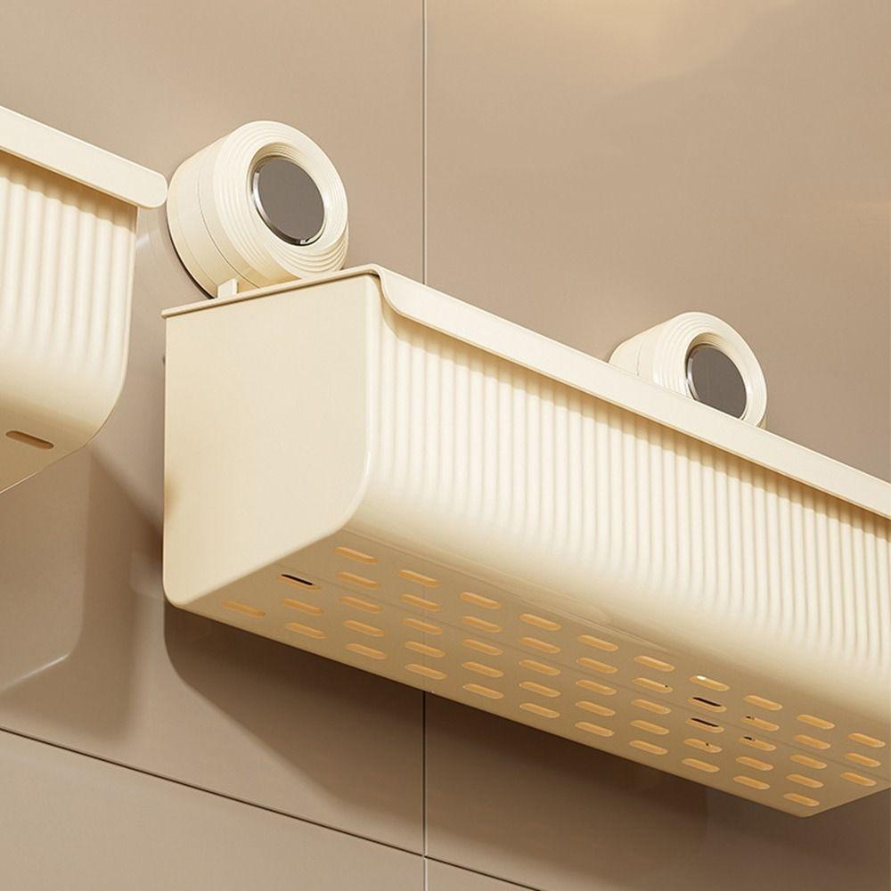 Wall Mounted Suction Cup Storage Basket Punch-free Shower Storage Organizer for Home