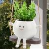 Small Swing Smiley Face Hanging Planter Pot for Indoor Outdoor Plants, Cute Swinging Plant Pot, Hanging Flower Pots, Face Planter Pot Head, Resin