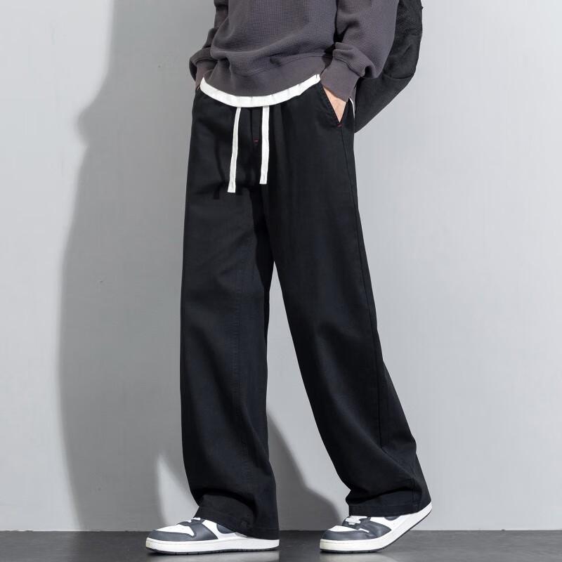Men's Solid Color Loose Straight-Leg Casual Pants
