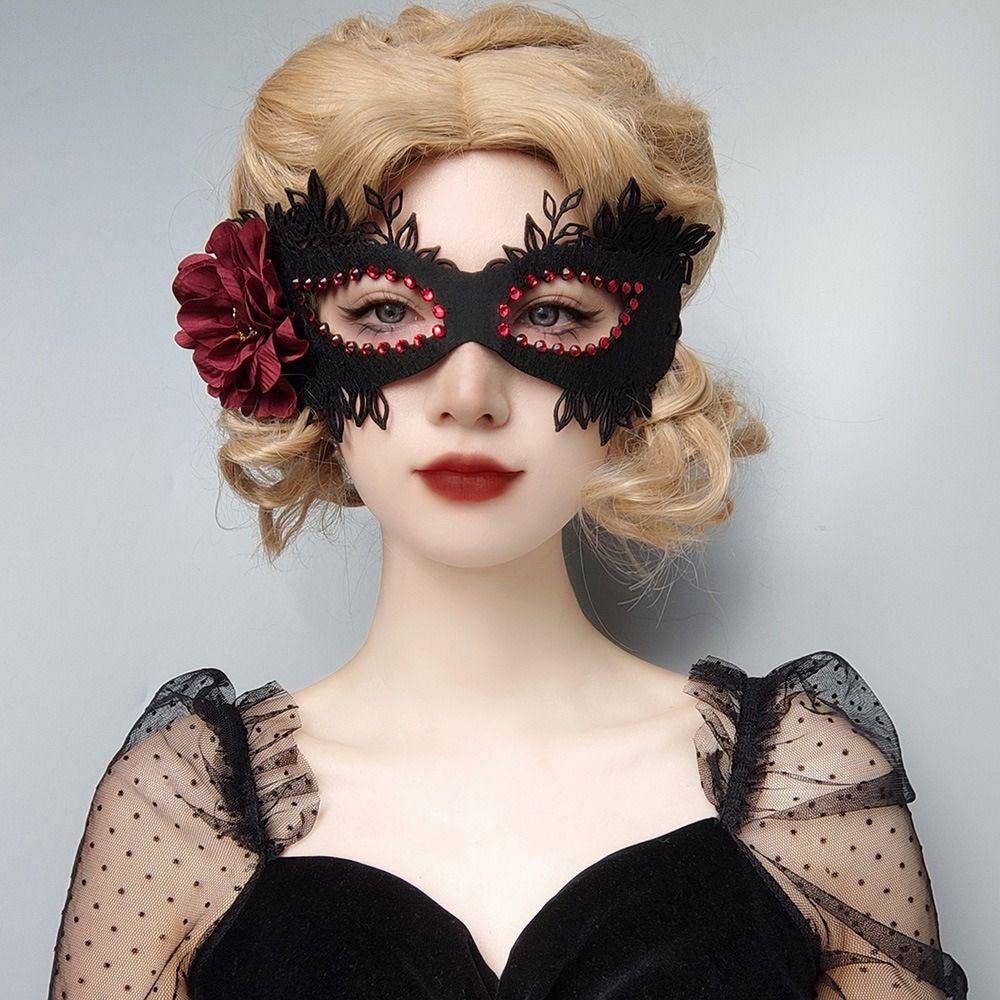 

Supplies Party Cosplay Props Blindfold With Flower Mash Floral Masquerade Eye Mask Half Face Mask чорний