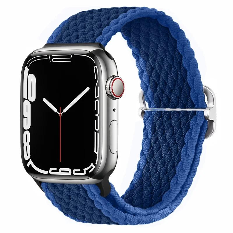 Geflochtener Solo Loop für Apple Watch 10 Band 42 mm 46 mm 45 mm 44 mm 40 mm 9 8 7 6 5 4 SE 2 Verstellbares elastisches iWatch Ultra Nylonband