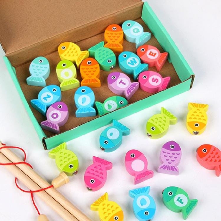 Natural Wood Fishing Set Educational Toy Enhances Cognitive Skills Through Interactive Play